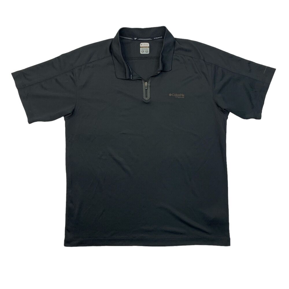 Columbia Polo Shirt Mens XL Extra Large Black Titanium 1/4 Zip Omni Dry Fishing